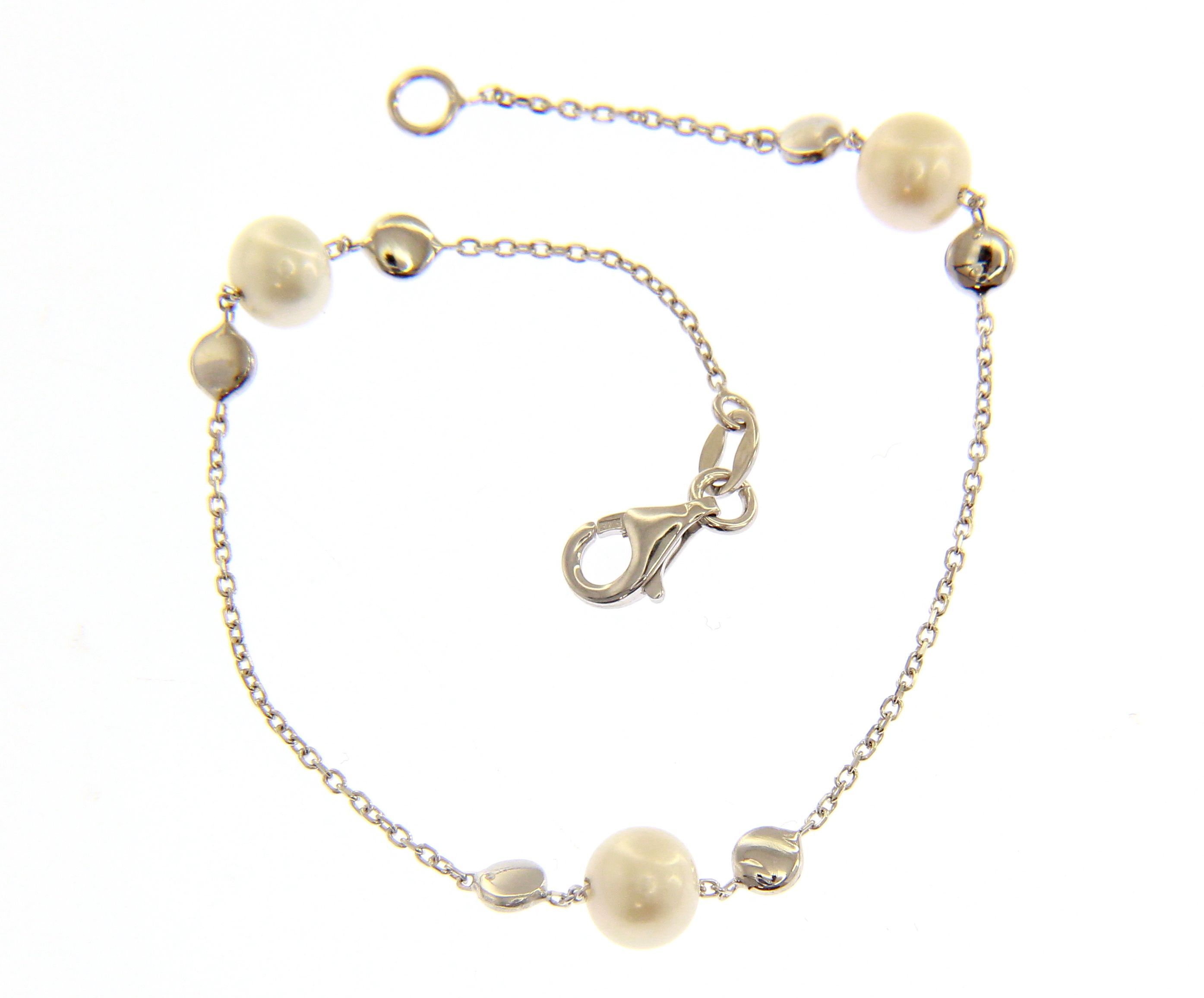 White gold bracelet k9 with pearls  (code S202284)